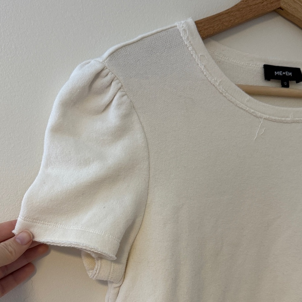 British Designer Me+Em Elegant Cream Puff Sleeve Top size 12 - Picture 3 of 7